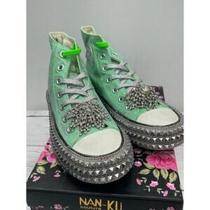 Nan-Ku X Free People Womens Cruise Studded Hi Top Sneakers Spring Mint Size 36